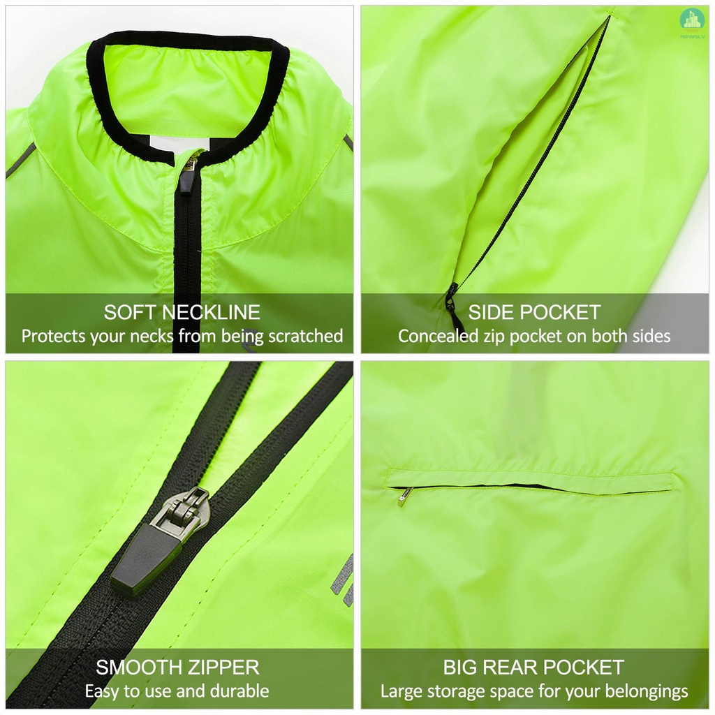 Áo khoác tay dài phản quang chống gió chống thấm tiện dụng cho người đi xe đạp