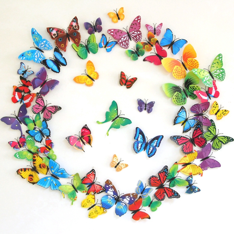 Bộ 12 miếng dán hình bướm 3D trang trí tường nhiều mẫu để chọn