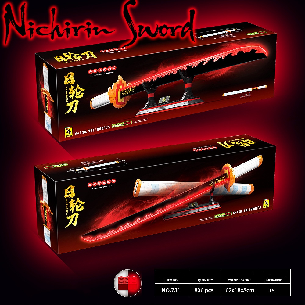 Đồ Chơi Lắp Ráp Kiểu LEGO Mô Hình Huyết Nguyệt Kiếm Nichirin Sword Viêm Trụ Rengoku Kimetsu No Yaiba 731 Với 806 PCS