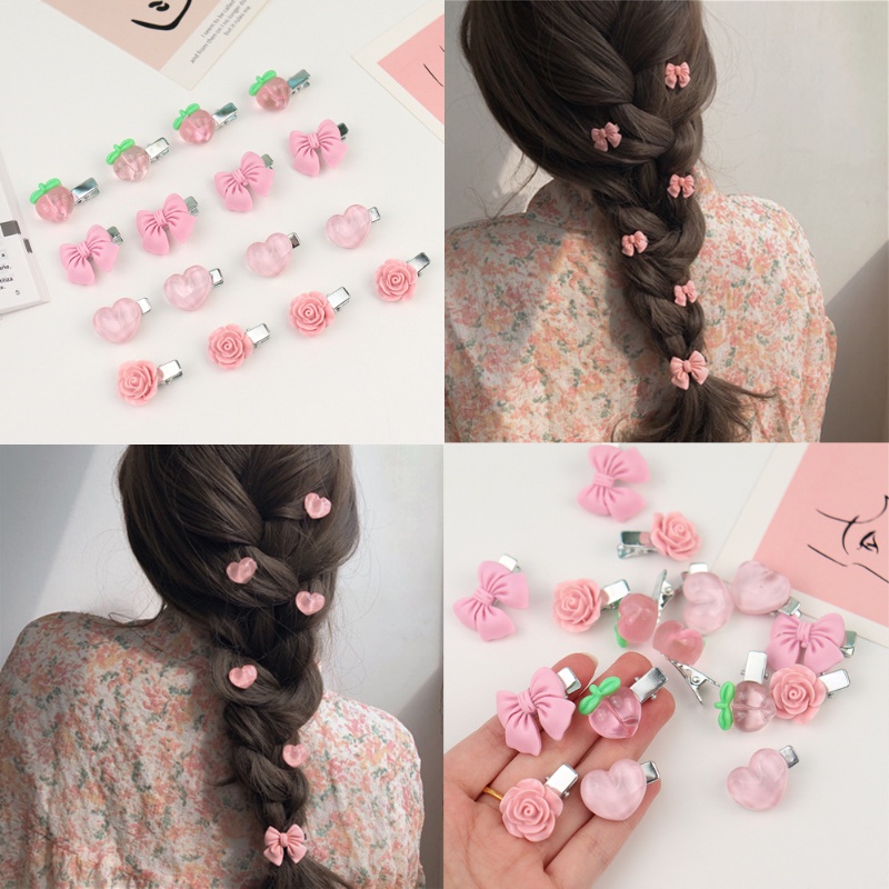 Kẹp Tóc Hình Nơ / Quả Đào / Trái Tim Siêu Ngọt Ngào Cho Bé Gái