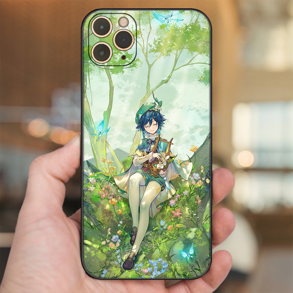 Ốp lưng iPhone 11 Pro Max dẻo đen cạnh vuông in hình Venti Genshin Impact