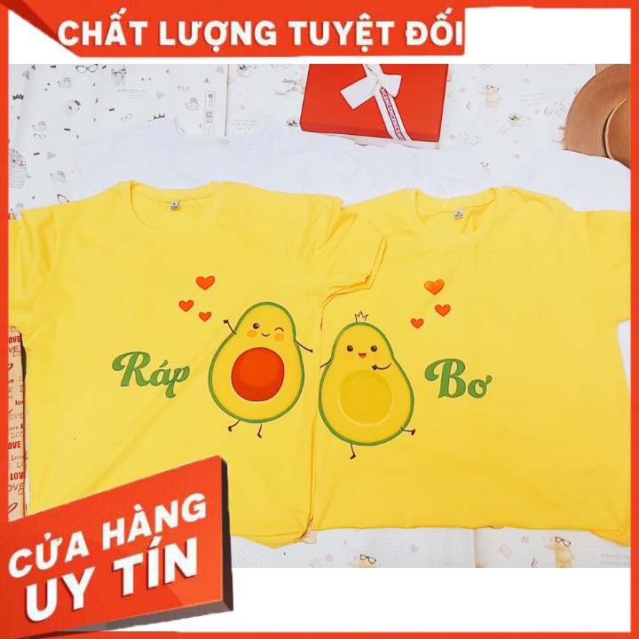 [Áo cặp] Áo RÁP BƠ - Áo valentine - Đẹp - Không đụng hàng - Áo cặp tình nhân - Bơ Chibi - Trắng,Vàng