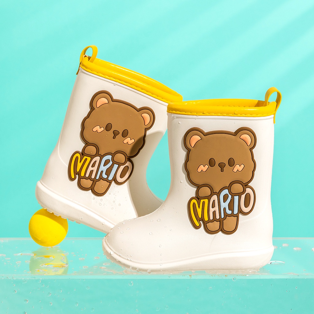 Ủng đi mưa CHEERFUL MARIO chống trượt chống thấm nước họa tiết hoạt hình dễ thương dành cho bé