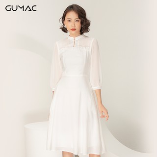 Đầm cổ tàu phối tay GUMAC DA975