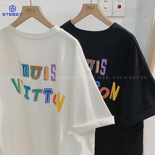 Áo thun cotton in chữ l o u i s v u i t t o n form rộng vải mỏng mát