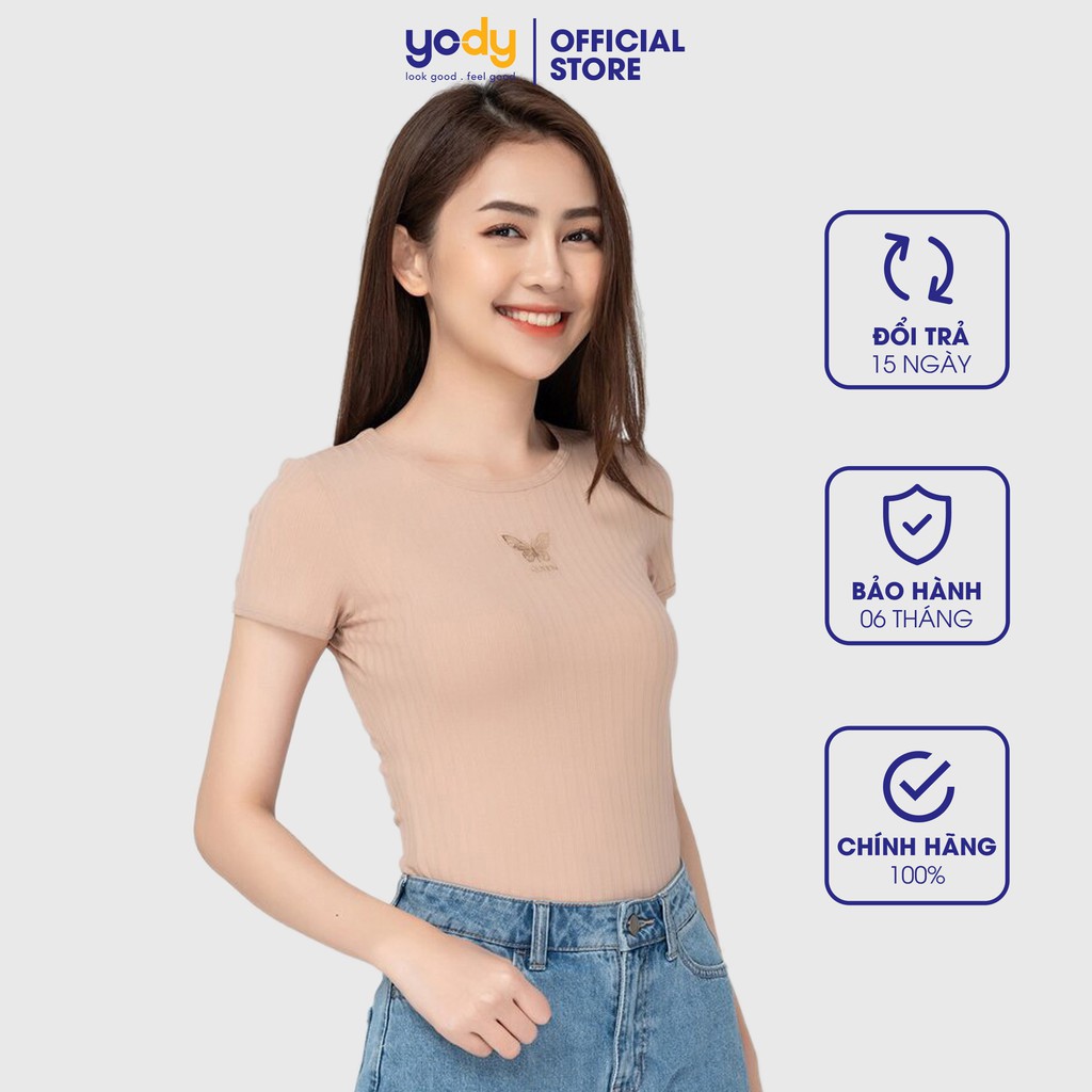 Áo phông nữ YODY cộc tay, cổ tròn chất liệu cotton mềm mại thấm hút mồ hôi TSN5346