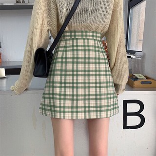 chân váy chữ A caro xanh size L form chữ A hơi ôm không xoè