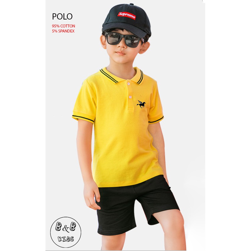 Áo Polo bé trai bé gái áo thun có cổ chất liệu cotton cao cấp co dãn 4 chiều họa tiết thêu cực đẹp cho các bé