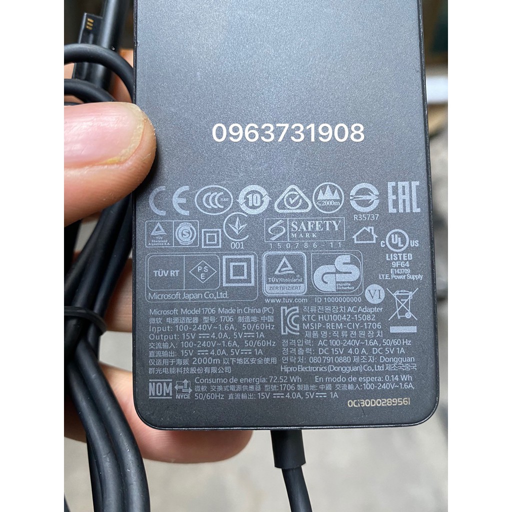 Sạc microsoft surface laptop 3 chính hãng