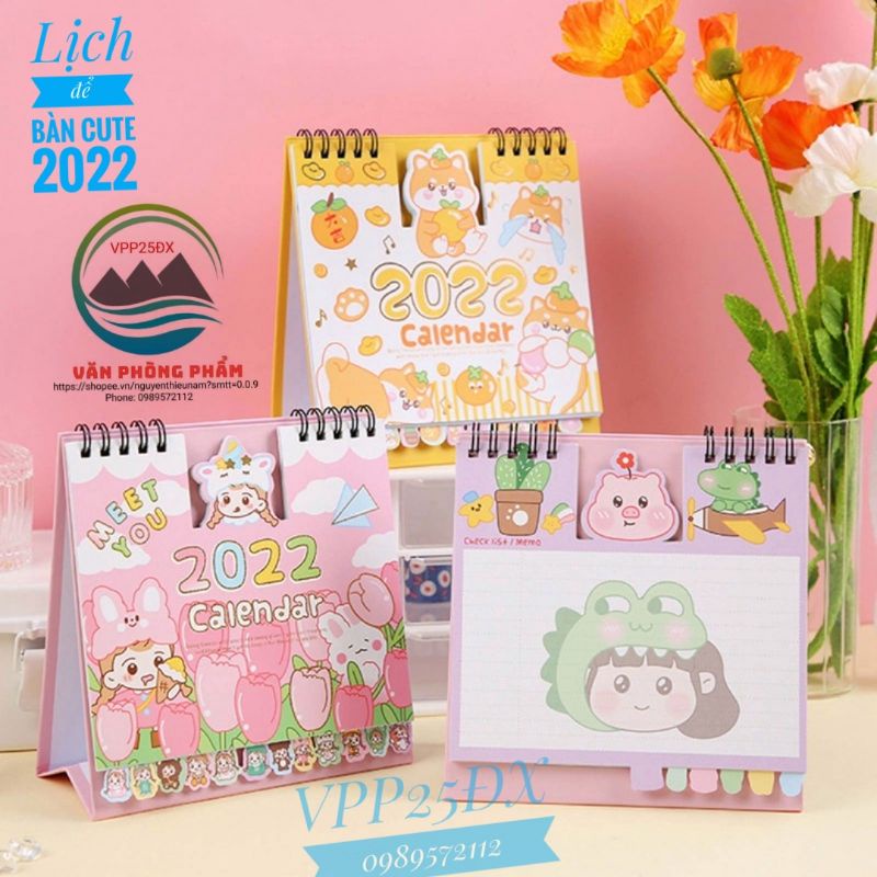 Lịch để bàn  cute 2022 (15cm * 16cm).