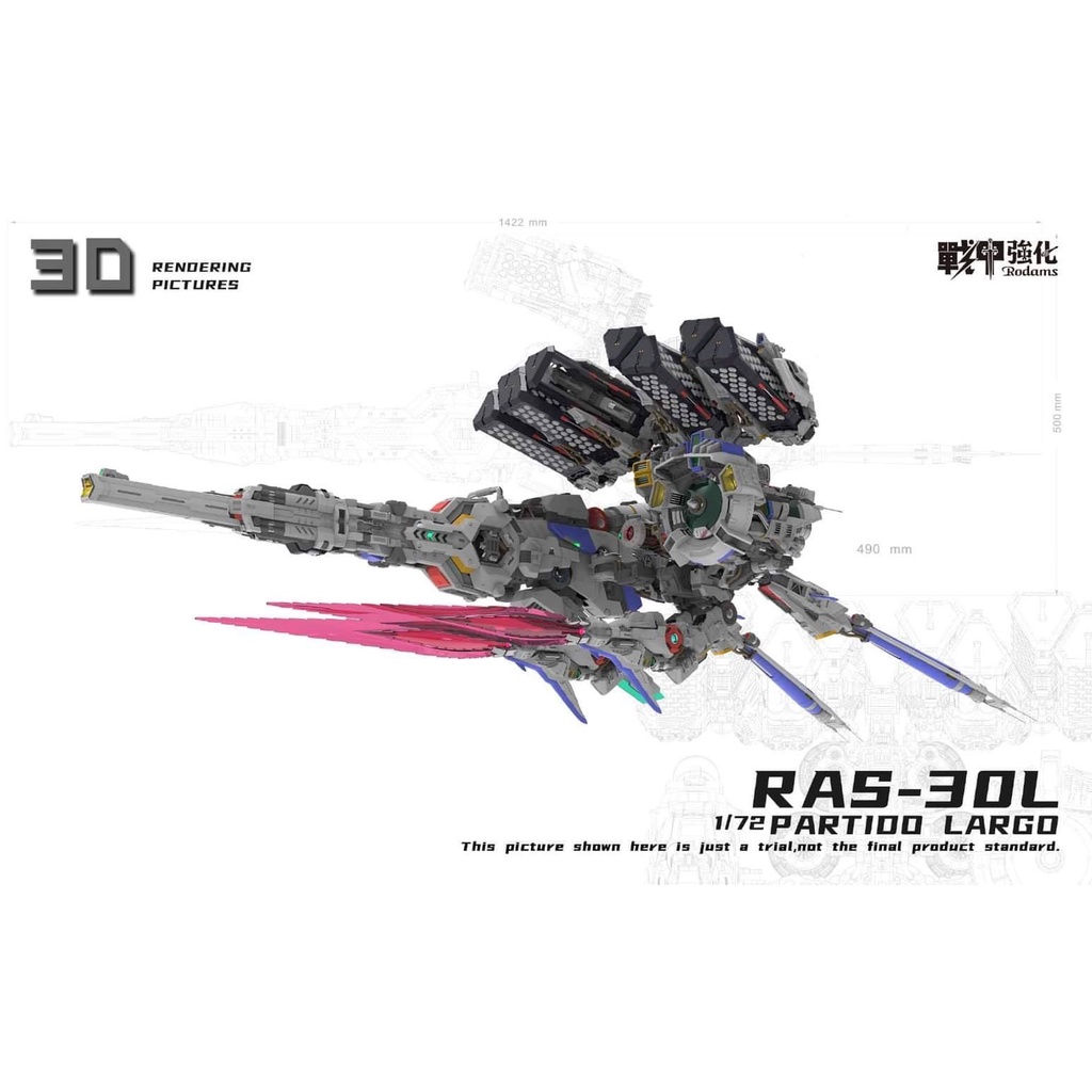 Mô hình lắp ráp Gundam 1/72 Rx78 GP03 Dendrobium / 1/72 Rodams RAS-30L PARTIDO LARGO dài 150cm
