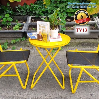 [TIỆN LỢI-GỌN GÀNG]-BÀN SẮT TRÀ CHANH MÀU VÀNG 2 CHÂN CHÉO-PHÙ HỢP ĐI PHƯỢT, CAFE, TRÀ ĐÁ VỈA HÈ, HỌC HÀNH,...