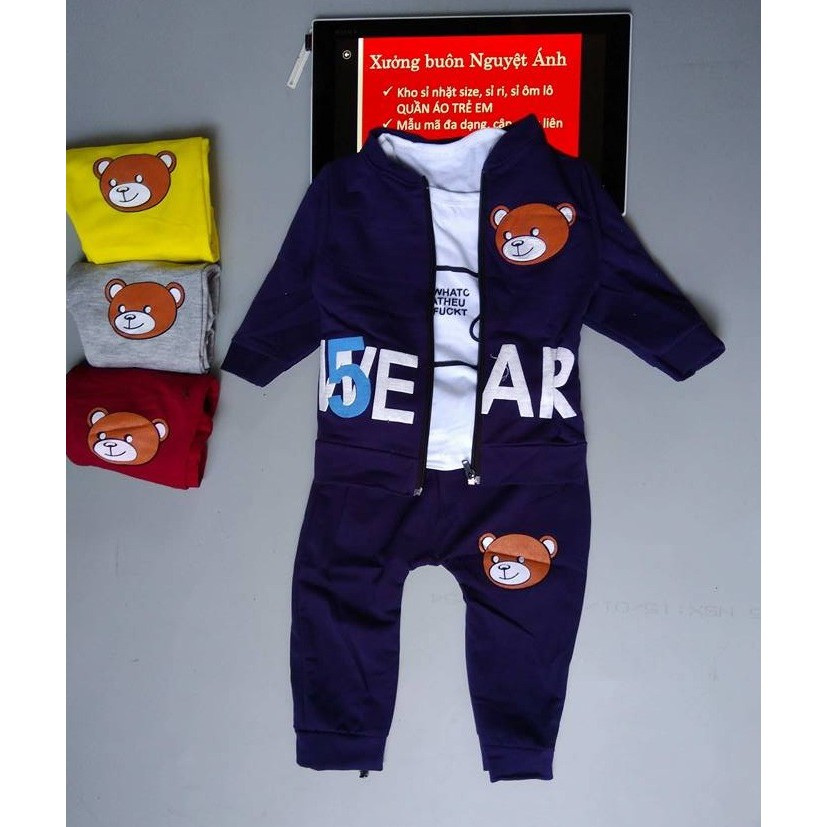 SIZE 8-10KG: Bộ bé trai, bé gái: set gấu 3 chi tiết - G3CT