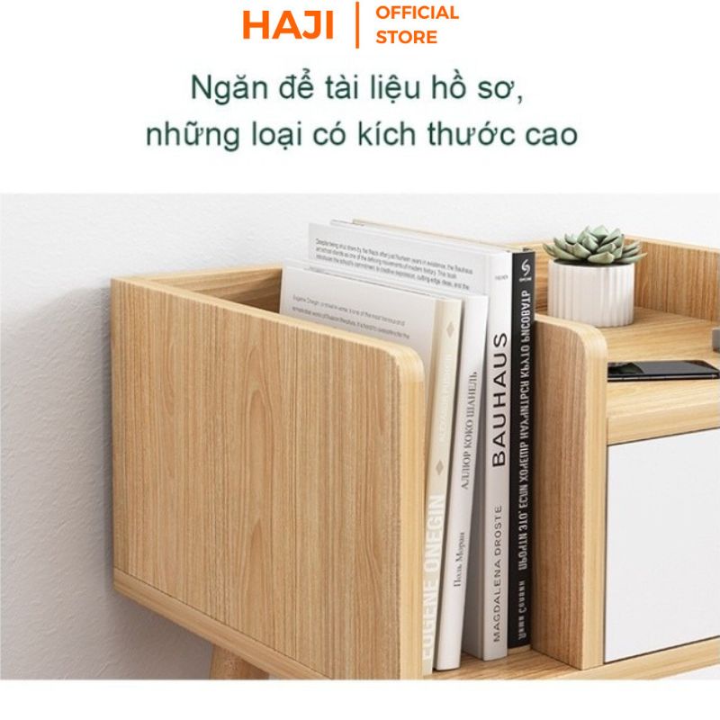 Giá để tài liệu HAJI chân gỗ sồi chắc chắn có hộc kéo lưu trữ thông minh A175