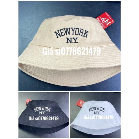 mũ bucket nữ thêu chữ - nón vành cụp N.Y newyork cá tính thời trang nữ
