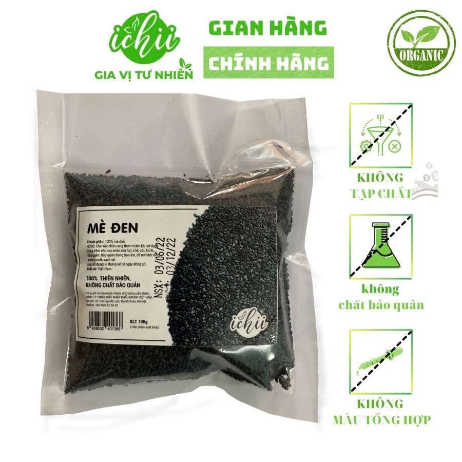 Mè đen  ORGANIC,hạt vừng đen hữu cơ thích hợp chế biến ăn dặm cho bé gói 100g