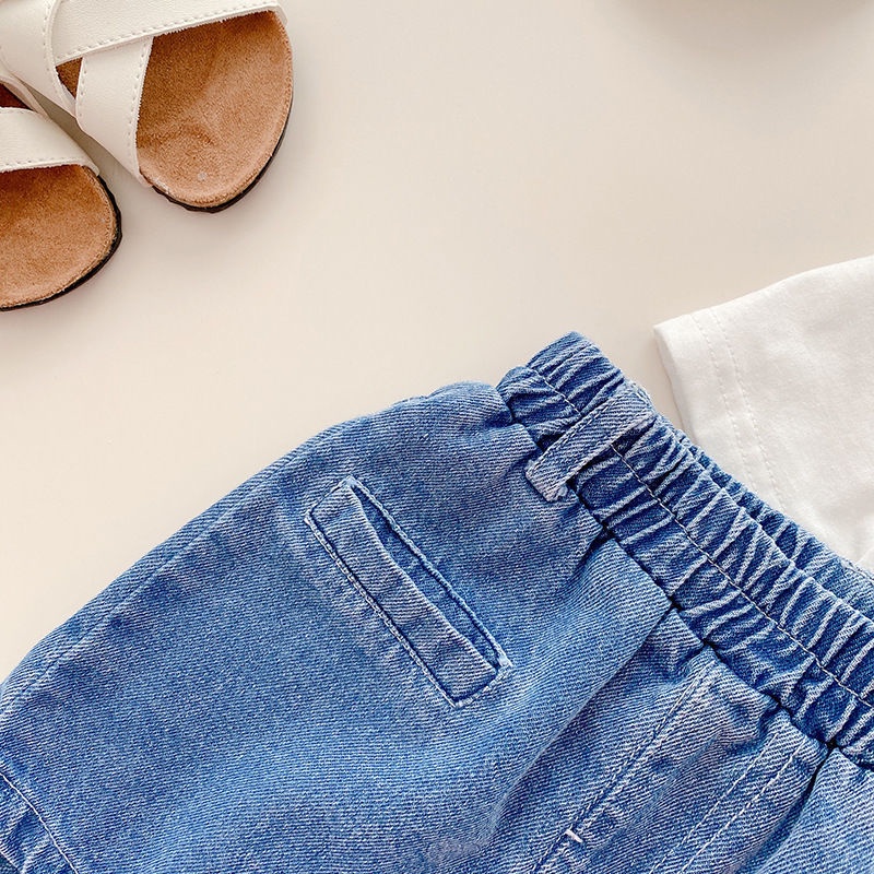 Quần đùi jean MNGRL phong cách Hàn Quốc thời trang mùa hè dành cho trẻ em