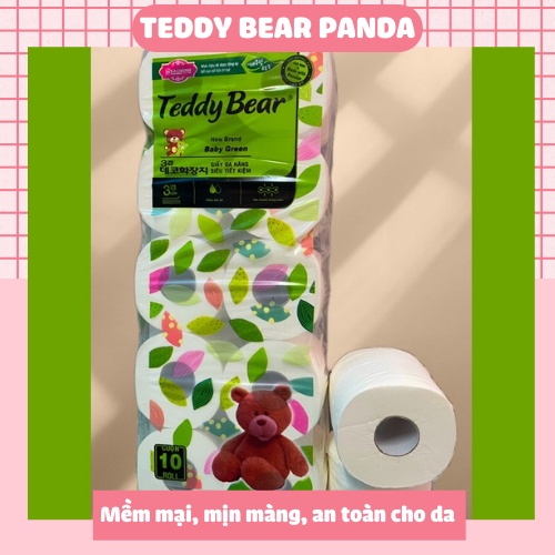 Giấy Teddy Bear 10 cuộn có lõi dai cuộn to chất lụa mềm mịn