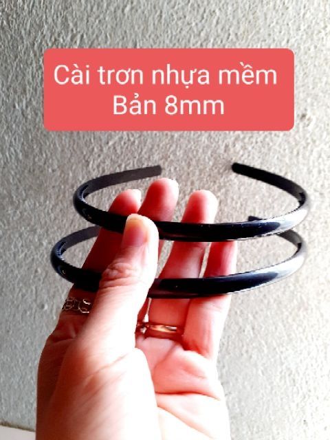 Sỉ 12 Bờm Cài tóc trơn nhựa mềm màu đen(bản 8mm)