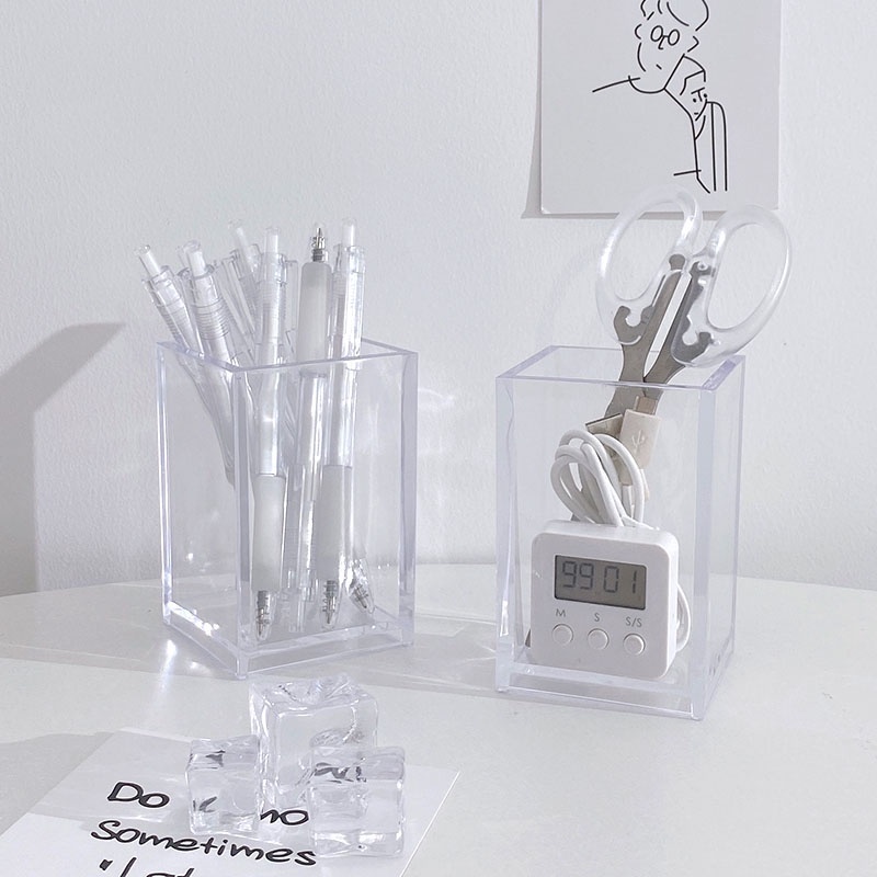 Hộp Đựng Cọ Trang Điểm/Cọ Trang Điểm Bằng Acrylic Trong Suốt Phong Cách INS