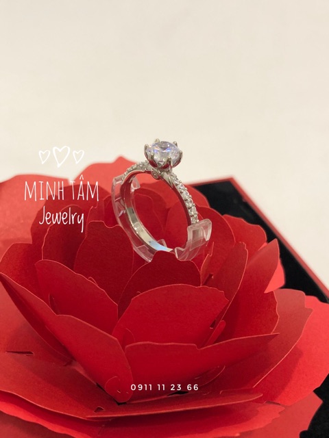 Nhẫn nữ bạc Ý Silver ổ đá cao hình vương miện-MTJ