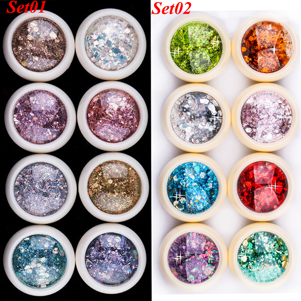 Hộp Phụ Kiện Kim Tuyến Lấp Lánh Trang Trí Móng Hình Lục Giác 3D Mới