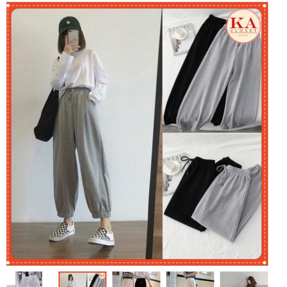 HCM️⚡ Quần Baggy Thun Dành Cho Nam Nữ Hottrend Siêu Cá Tính Mới Nhất Màu Xám Và Đen Mina-Fashion