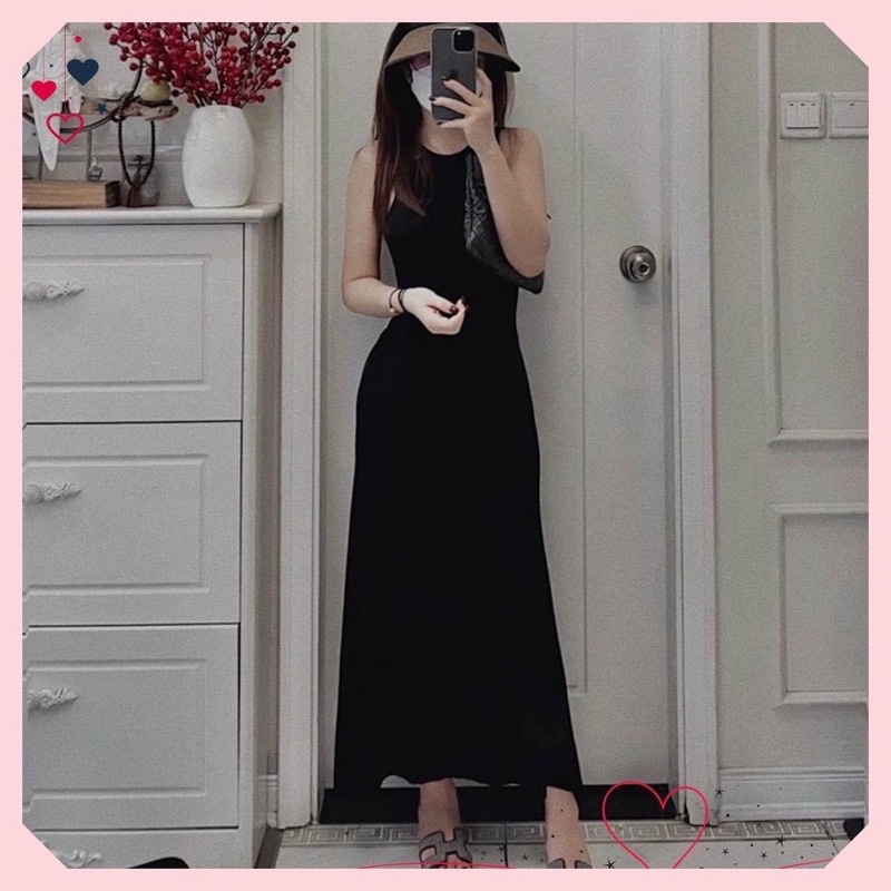Đầm Ba Lỗ Dáng Dài Chất Thun Tăm Gân-D92-