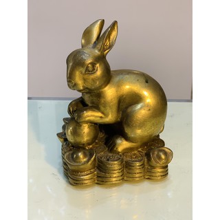Tượng Thỏ ngồi tiền bằng đồng cao 12cm