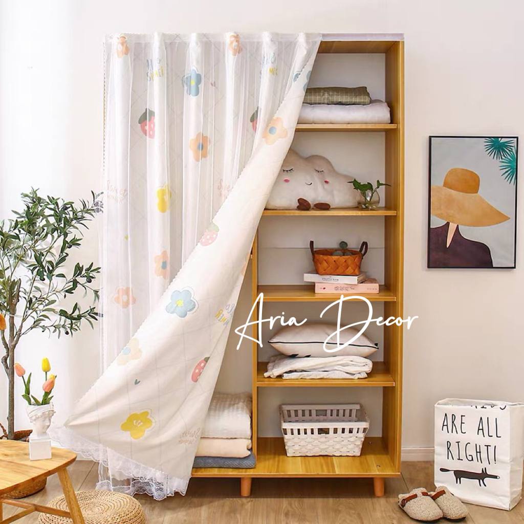 [Video thật + Quà Tặng] Rèm cửa dán tường  ARIA DECOR họa tiết Trắng hoa dâu decor trang trí phòng cản nắng tốt