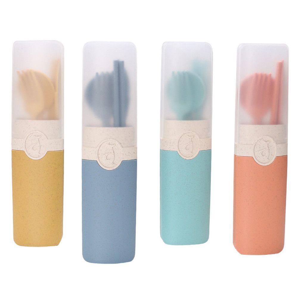 Bộ Muỗng Nĩa Bằng Rơm Lúa Mì Kèm Hộp Đựng