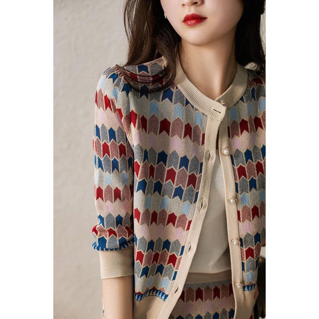 Set váy len hoạ tiết