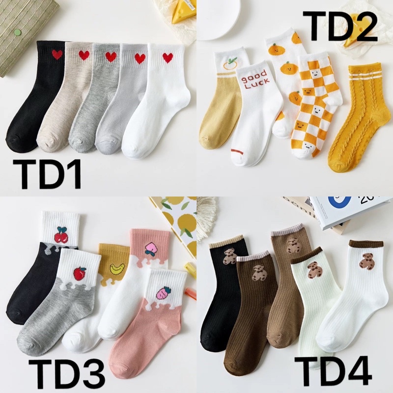 Combo 5 đôi Tất vớ nữ Hàn Quốc nhiều mẫu