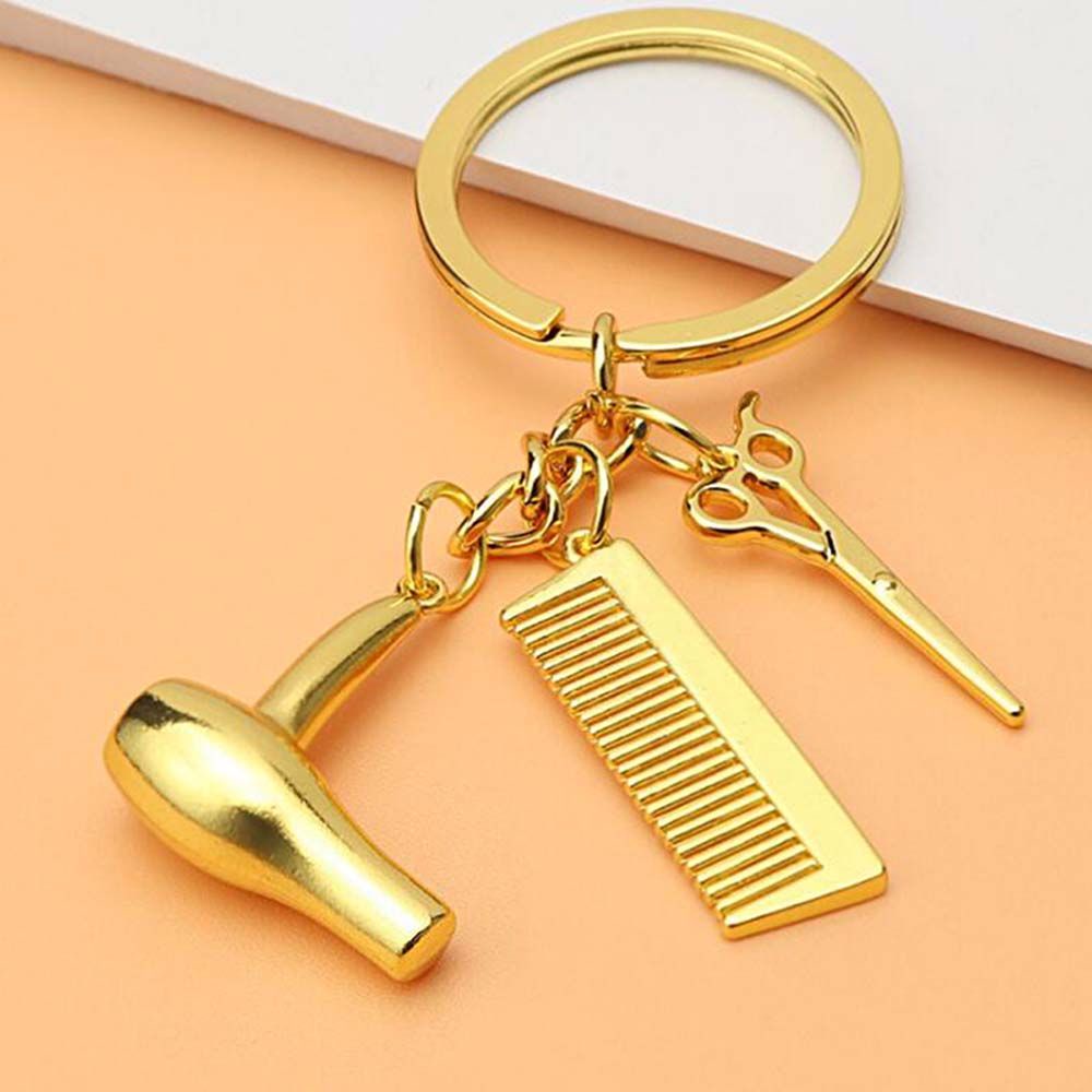 BERNARDO Portable Barber Shop Tools Key Ring Car Keychain Comb Hair Dryer Keychain Dresser Present Simulation Keychain Hair Stylist Essential Decor Key Ornaments Hairdresser Gift Car Interior Accessories Scissors Pendants/Multicolor