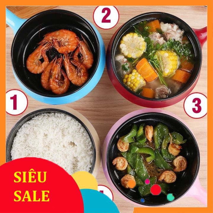 💥HÀNG XỊN💥 Nồi Điện Mini Hai Tầng Đa Năng Tặng Kèm Khay Hấp có thể Chiên, Xào, Nấu ăn, nấu cơm, nấu lẩu mini | BigBuy360 - bigbuy360.vn