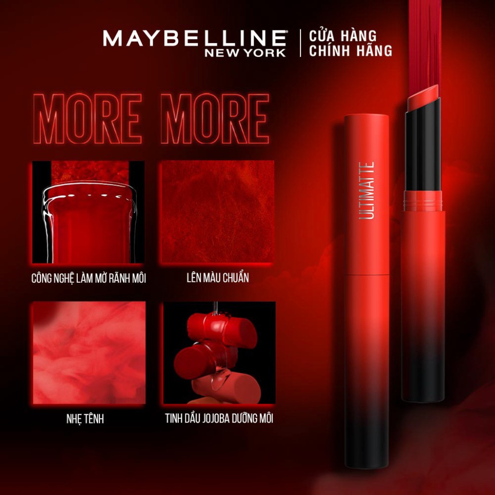 Son Lì Mịn Môi Siêu Nhẹ Cao Cấp Maybeline New York Color Sensational Ultimatte 1.7g Hàng Chính Hãng