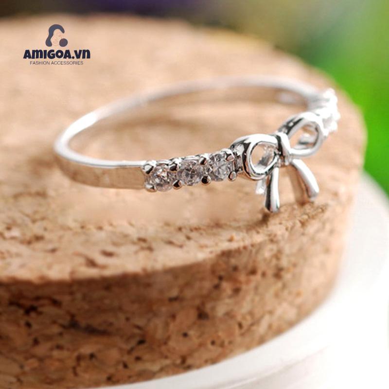 ✨✨Nhẫn nơ hợp kim đính đá thanh lịch và nữ tính