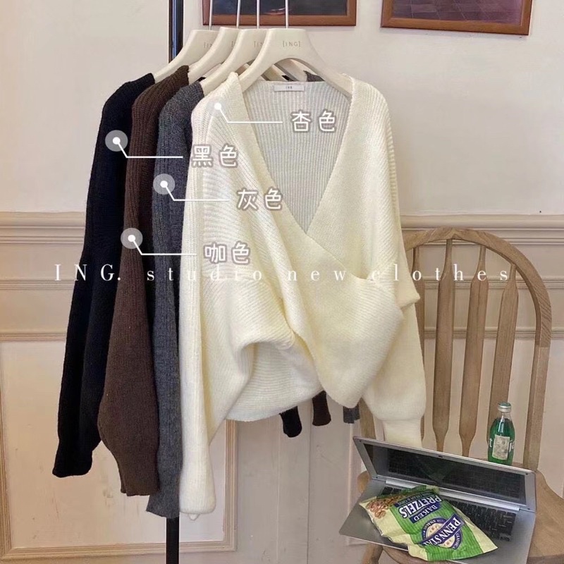 Áo len xoắn chéo ngực siêu tiểu thư kèm ảnh thật | BigBuy360 - bigbuy360.vn