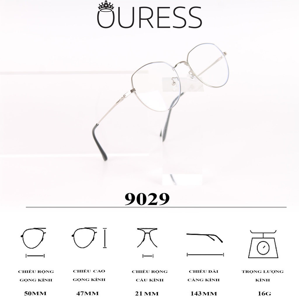 Gọng kính hợp kim siêu nhẹ siêu bền hợp thời trang Ouress 9029