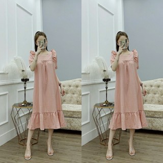 Váy bầu thời trang thiết kế dự tiệc shopanhthu-YE1014 Đầm bầu công sở chất đũi mùa hè siêu mát