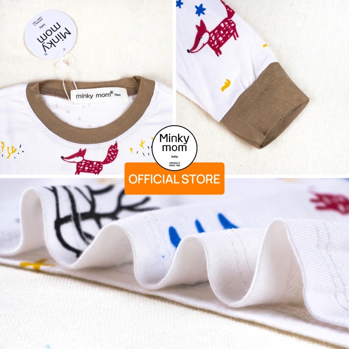 Bộ quần áo dài tay Minky mom trẻ em chất thun lạnh, quần áo trẻ em phối màu cho bé trai bé gái-N68