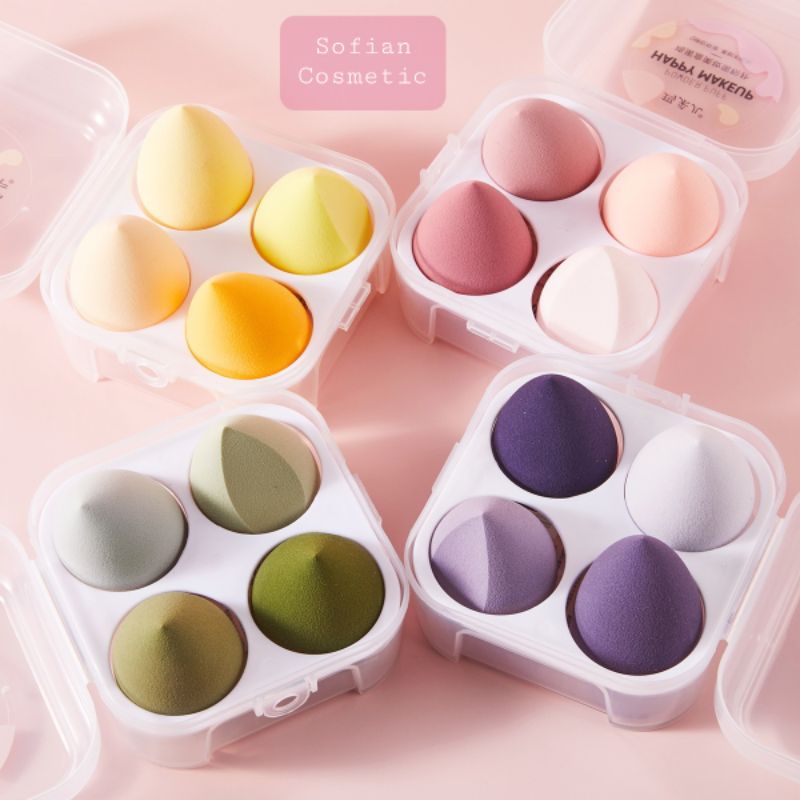 (CHÍNH HÃNG) MARCEL - Hộp 4 bông mút tán kem nền nội địa Trung Marcel Beauty Egg Puff hình giọt nước, hình oval, có vát