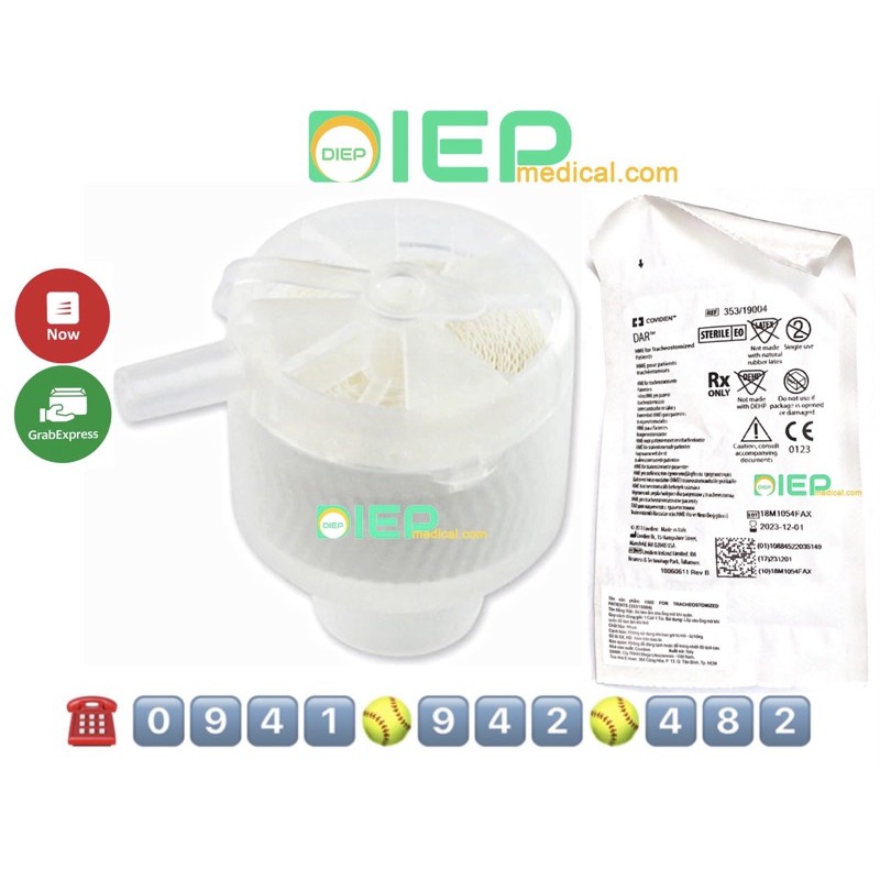 ✅ DỤNG CỤ LÀM ẨM KHÍ THỞ  TRACHEOLIFE II DAR COVIDIEN - Dùng cho ống mở khí quản Shiley