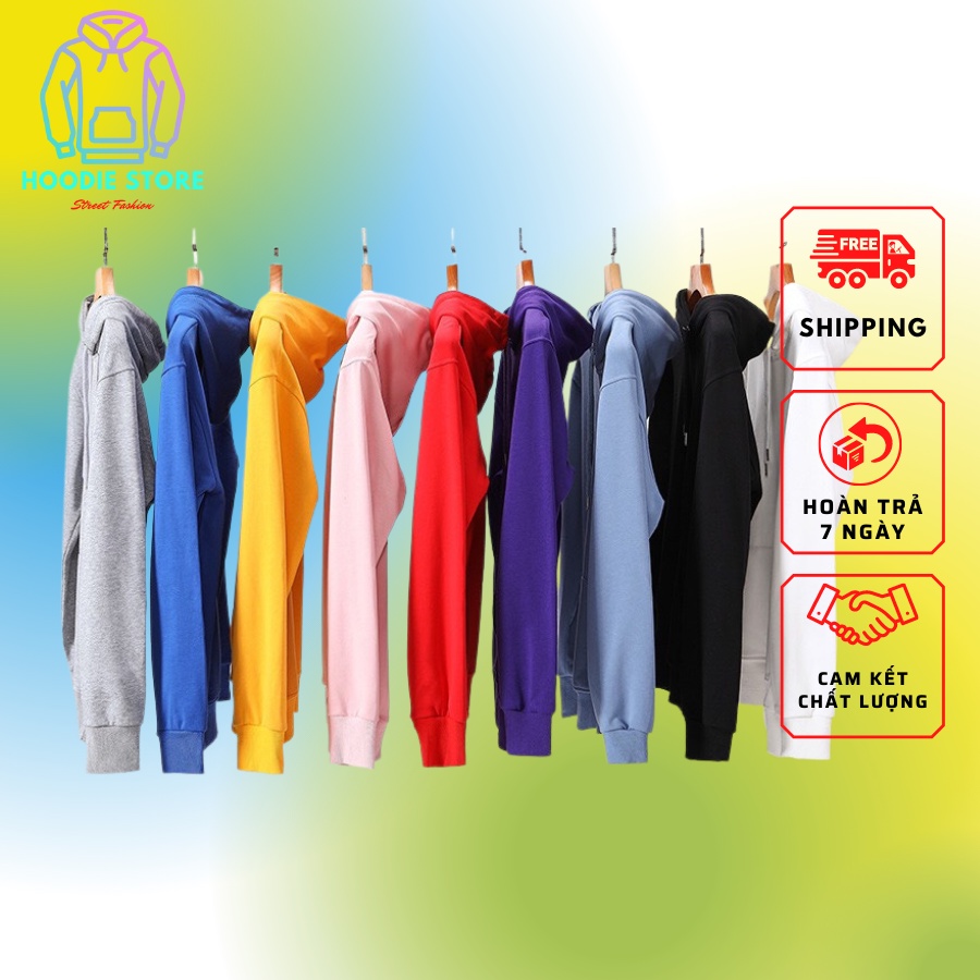 Áo Khoác Hoodie Unisex Nam Nữ Kiểu Trơn Form Rộng, Thiết Kế Đẹp Đơn Giản Dễ Phối Đồ, Chất Vải Nỉ Bông 2 Lớp Dày Dặn