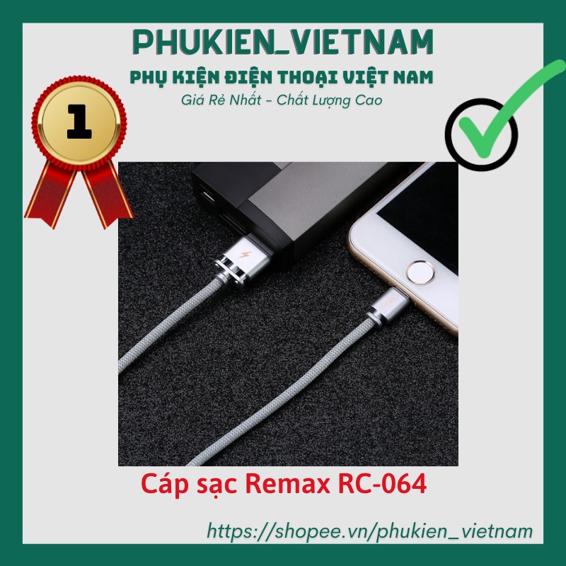 Cáp sạc Remax RC-064 vải cao cấp - Cáp Iphone