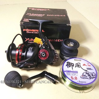 Máy câu yumoshi xm 4000 tay quay ren tải khủng - kèm 100m cước shimano