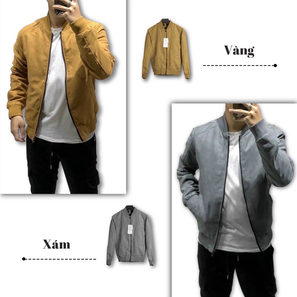 Áo Khoác Nam Da Lộn Tay Chun Bomber ,áo Da Nam Cao Cấp 4 Màu Trẻ Trung