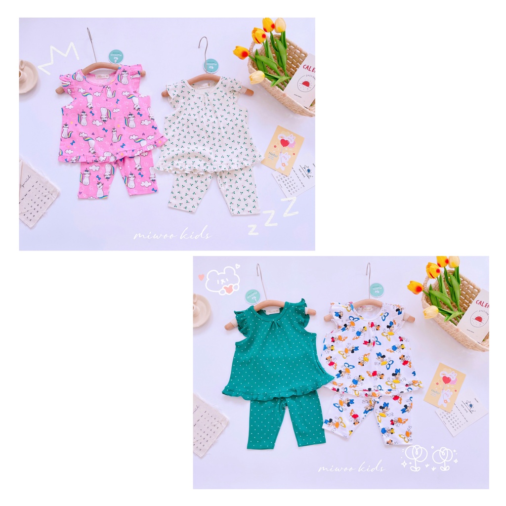 Bộ thun cotton lửng cánh tiên Miwoo kids họa tiết siêu dễ thương cho bé bảng 6
