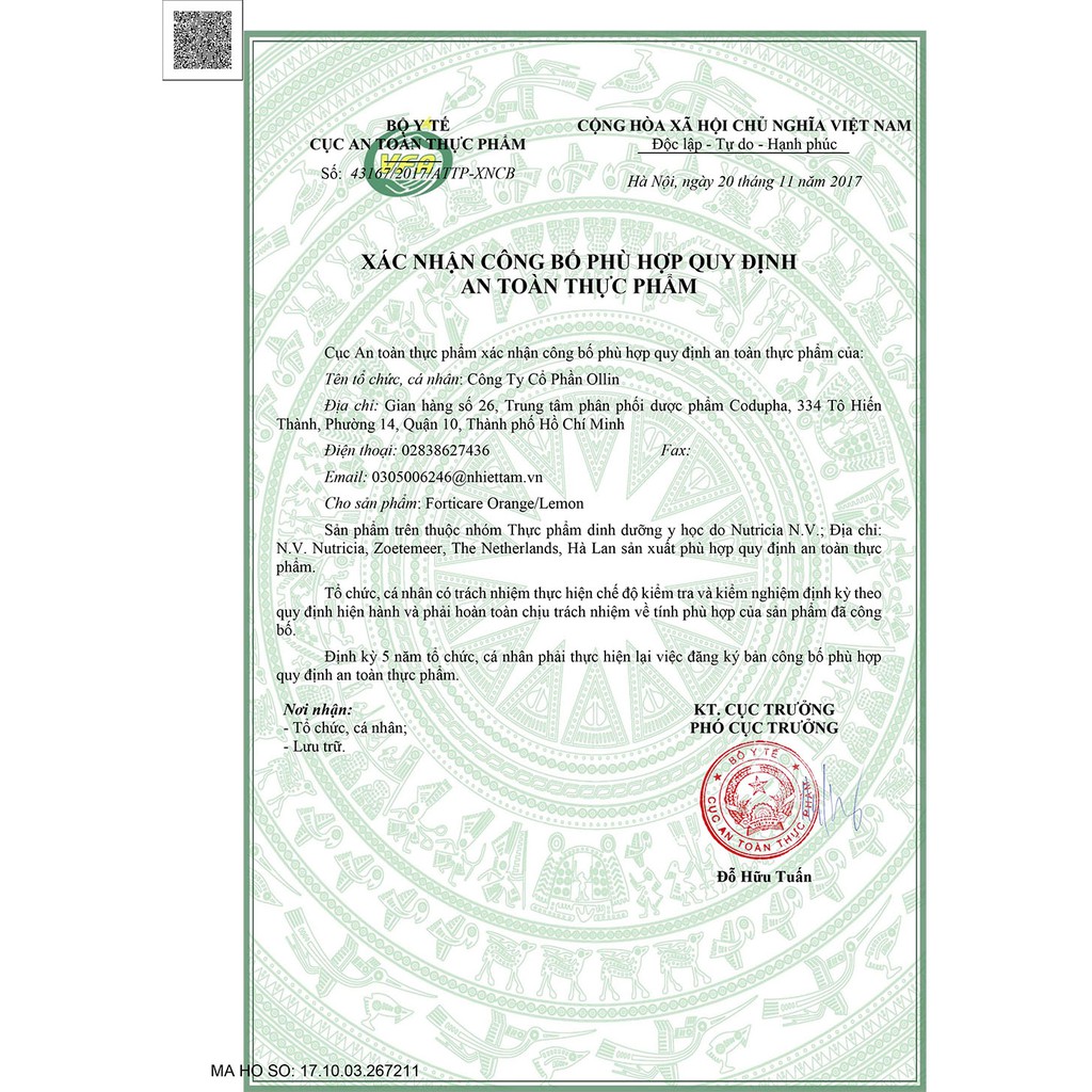 [CHÍNH HÃNG] Sữa Bột Pha Sẵn Nutricia FortiCare Hương Orange &amp; Lemon Lốc 4 Chai x 125ml