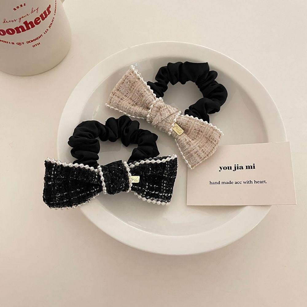 Dây Buộc Tóc Co Giãn Họa Tiết Hoa Trà Phong Cách Hàn Quốc Đơn Giản Cho Nữ